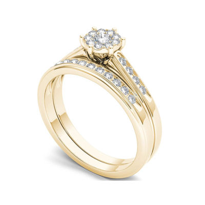 1/2 CT.T.W. Natural Diamond 10K Yellow Gold Bridal Set Ring