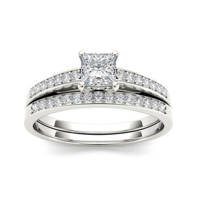 5/8 CT.T.W. Natural Diamond 14K White Gold Bridal Ring Set