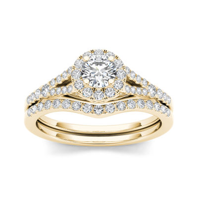 3/4 CT.T.W. Natural Diamond 10K Yellow Gold Bridal Ring Set