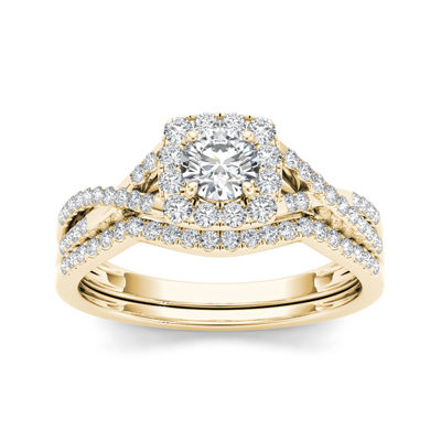 3/4 CT.T.W. Natural Diamond 10K Yellow Gold Bridal Ring Set