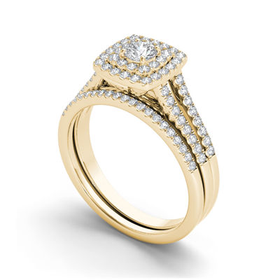 3/4 CT.T.W. Natural Diamond 10K Yellow Gold Bridal Set