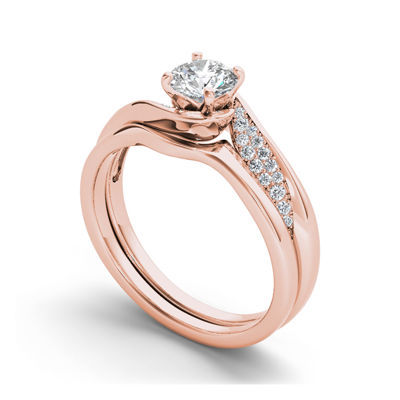 5/8 CT.T.W. Natural Diamond 14K Rose Gold Bridal Ring Set