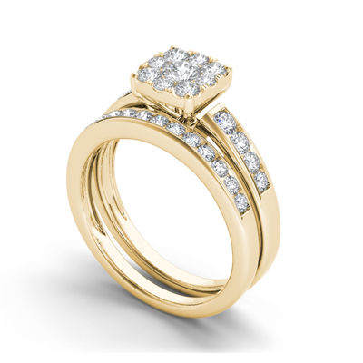 1 CT.T.W. Natural Diamond 10K Yellow Gold Bridal Ring Set