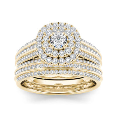 1 CT.T.W. Natural Diamond 10K Yellow Gold Bridal Ring Set