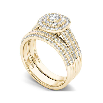 1 CT.T.W. Natural Diamond 10K Yellow Gold Bridal Ring Set