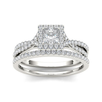 1 CT.T.W. Natural Diamond 10K White Gold Bridal Set