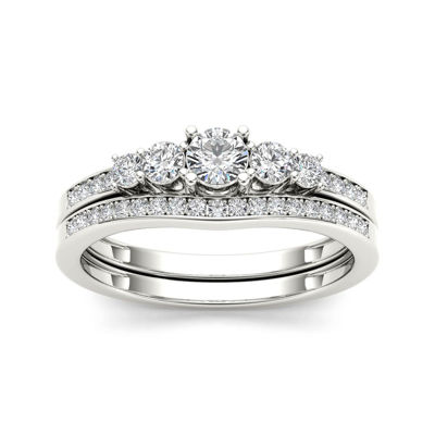 1/2 CT.T.W. Natural Diamond 14K White Gold Bridal Ring Set