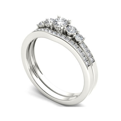 1/2 CT.T.W. Natural Diamond 14K White Gold Bridal Ring Set