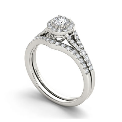 3/4 CT.T.W. Natural Diamond 10K White Gold Bridal Ring Set