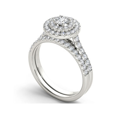 1 CT.T.W. Natural Diamond 10K White Gold Bridal Set Ring