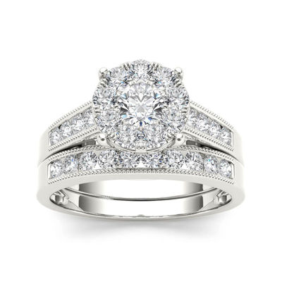 1 CT. T.W. Diamond 10K White Gold Bridal Ring Set, Color: White Gold ...