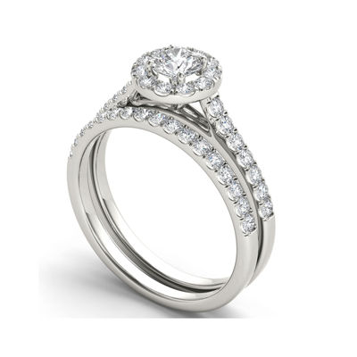 1 CT.T.W. Natural Diamond 10K White Gold Bridal Ring Set