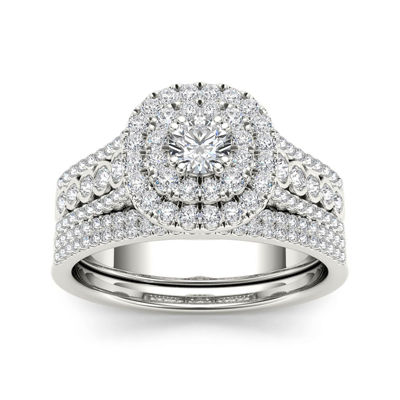 1 CT.T.W. Natural Diamond 10K White Gold Bridal Set