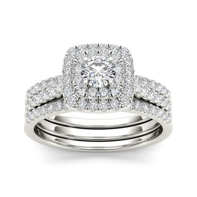 1 CT.T.W. Natural Diamond 10K White Gold Bridal Set