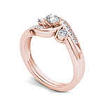 1/2 CT. T.W. Diamond 10K Rose Gold 3-Stone Bypass Ring Set