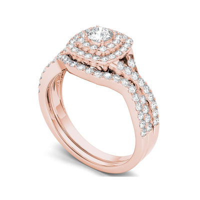 7/8 CT.T.W. Natural Diamond 10K Rose Gold Bridal Ring Set