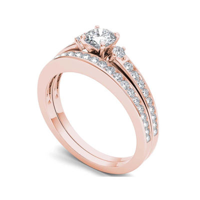 1 CT.T.W. Natural Diamond 14K Rose Gold Bridal Set