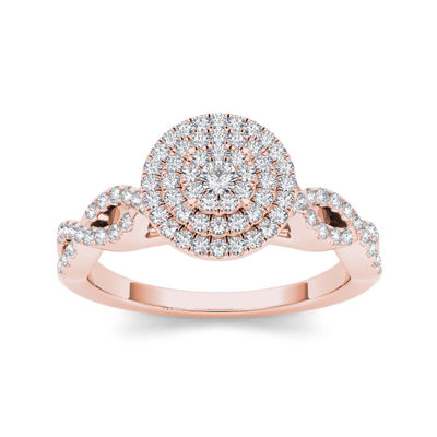 3/4 CT.T.W. Natural Diamond 10K Rose Gold Engagement Ring