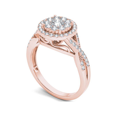 3/4 CT.T.W. Natural Diamond 10K Rose Gold Engagement Ring