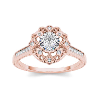 1/2 CT.T.W. Natural Diamond 14K Rose Gold Engagement Ring