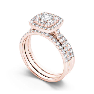 1 1/2 CT.T.W. Natural Diamond 10K Rose Gold Bridal Ring Set