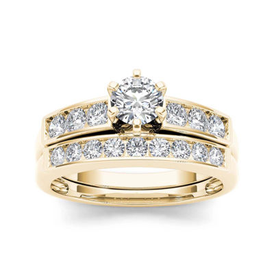 1 CT. T.W. Diamond 14K Yellow Gold Bridal Ring Set-JCPenney, Color ...