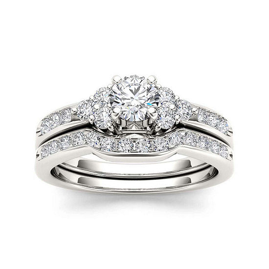 1 CT. T.W. Diamond 14K White Gold Bridal Ring Set, Color: White Gold ...