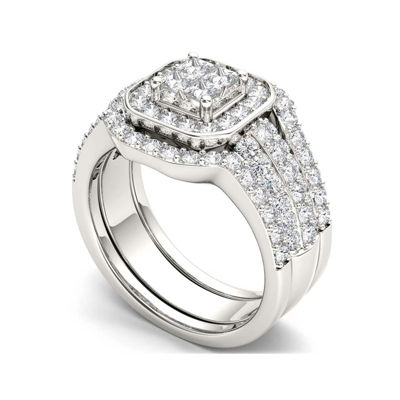 1 3/4 CT.T.W. Natural Diamond 10K White Gold Bridal Set