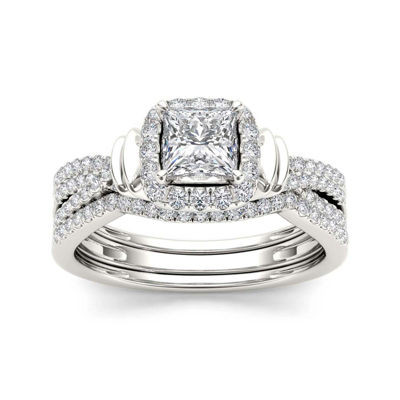 1 CT.T.W. Natural Diamond 14K White Gold Bridal Set