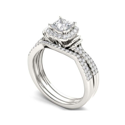 1 CT.T.W. Natural Diamond 14K White Gold Bridal Set