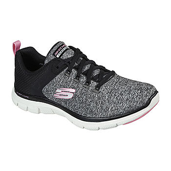 Skechers Womens Flex Appeal 4.0 Walking Shoes, Color: Black Pink