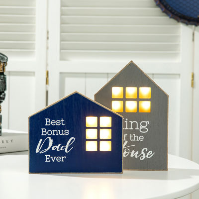 Glitzhome 2-pc. Fathers Day Table Block Sign Lighted Tabletop Decor