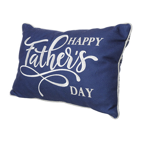 Glitzhome 18"L Faux Burlap Fathers Day Rectangular Throw Pillow