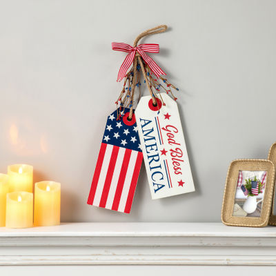 Glitzhome 19.5"H Wooden Patriotic Hanging Wall Sign