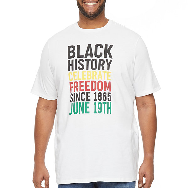 Hope & Wonder Juneteenth Celebrate Freedom Big and Tall Mens Crew Neck Short Sleeve Regular Fit Graphic T-Shirt