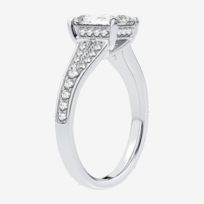 Signature By Modern Bride (H-I / Si1-Si2) Womens 1 3/ CT. T.W. Lab Grown White Diamond 14K Gold Side Stone Engagement Ring