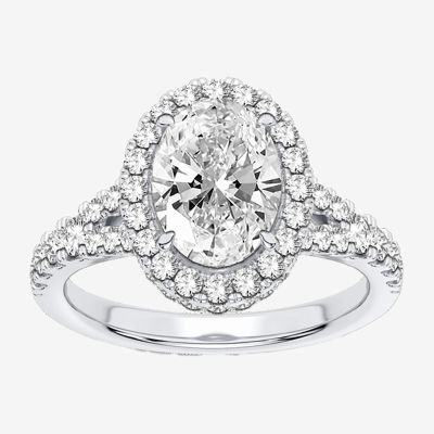 Signature By Modern Bride (H-I / Si1-Si2) Womens 2 CT. T.W. Lab Grown White Diamond 14K Gold Oval Halo Engagement Ring