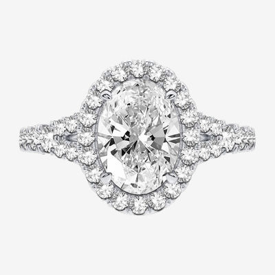 Signature By Modern Bride (H-I / Si1-Si2) Womens 2 CT. T.W. Lab Grown White Diamond 14K Gold Oval Halo Engagement Ring