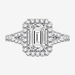 Signature By Modern Bride Womens 3 3/4 CT. T.W. Lab Grown White Diamond 14K White Gold Halo Engagement Ring