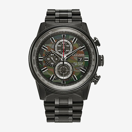 Citizen Nighthawk Mens Chronograph Black Stainless Steel Bracelet Watch Ca0805-53x, One Size