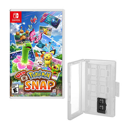 Pokemon Snap For Nintendo Switch With Hard Shell 12 Game Caddy, One Size, White