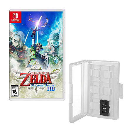 Zelda Skyward Sward For Nintendo Switch With Hard Shell 12 Game Caddy, One Size, White