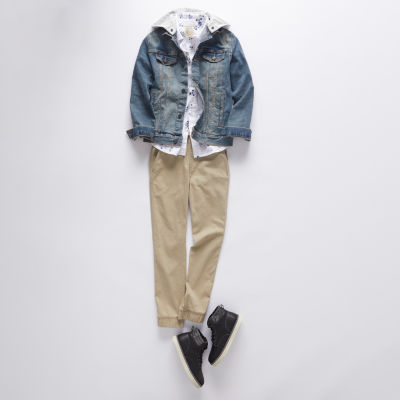 Thereabouts Little & Big Boys Denim Hooded Midweight Trucker Jacket