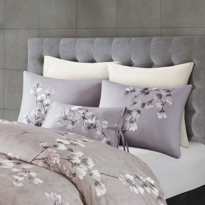 N Natori Sakura Blossom 3PC Cotton Sateen Printed Comforter Set