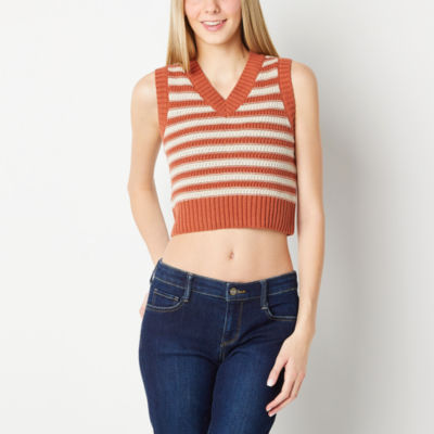 Arizona Womens V Neck Long Sleeve Crop Top Juniors - JCPenney