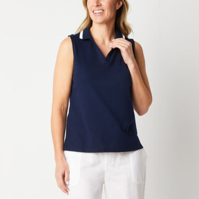 Liz Claiborne Womens Sleeveless Polo Shirt