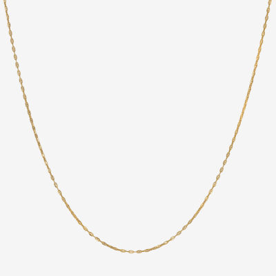 14K Gold 18 Inch Solid Mariner Chain Necklace