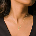 Womens 14K Gold Lady Of Guadalupe Oval Cross Pendant Necklace