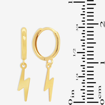 Womens 14K Gold 12.7mm LIghtning Bolt Hoop Earrings