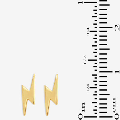 14K Gold 6.4mm LIghtning Bolt Stud Earrings